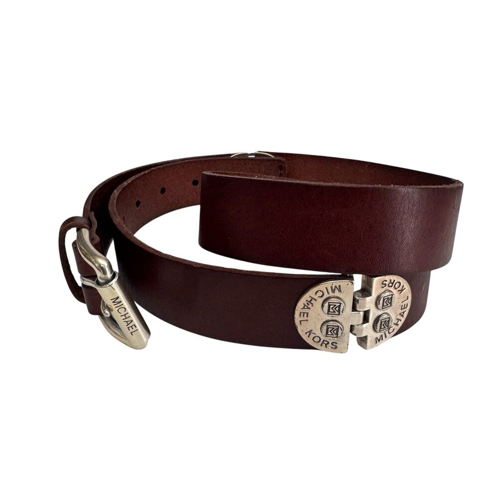 Michael Kors Vintage Full Grain Leather Brown Concho Men’s Belt Large Western